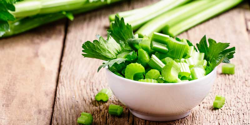 An image of chopped celery in a bowl