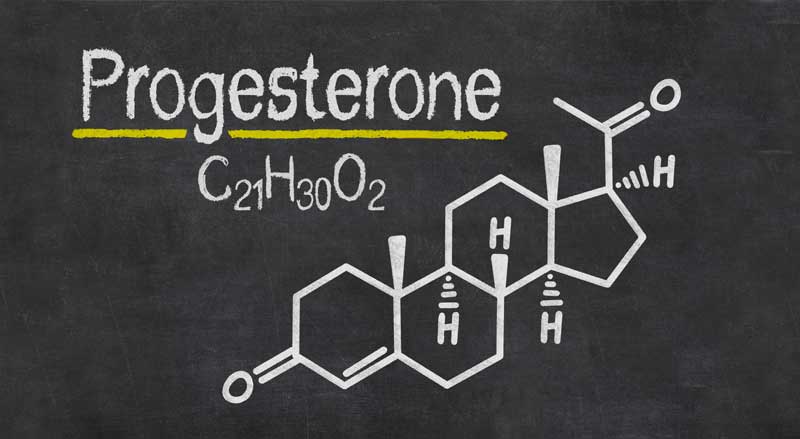 A drawing of the structural formula of progesterone